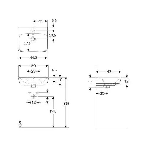 Geberit lavabo zidni selnova square 500X420 500.310.01.7 Slike