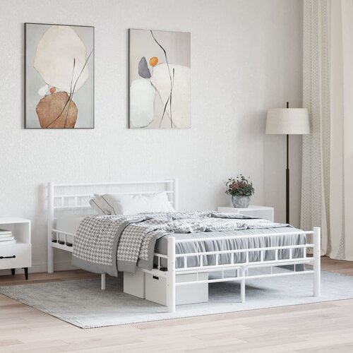 The Living Store Posteljni okvir bel kovinski 140x200 cm - Posteljni Okvir, (21529726) Slike