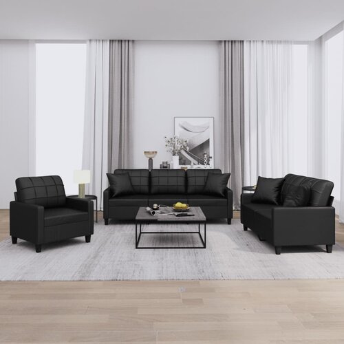 vidaXL 3-dijelni set sofa s jastucima crna od umjetne kože Cijene
