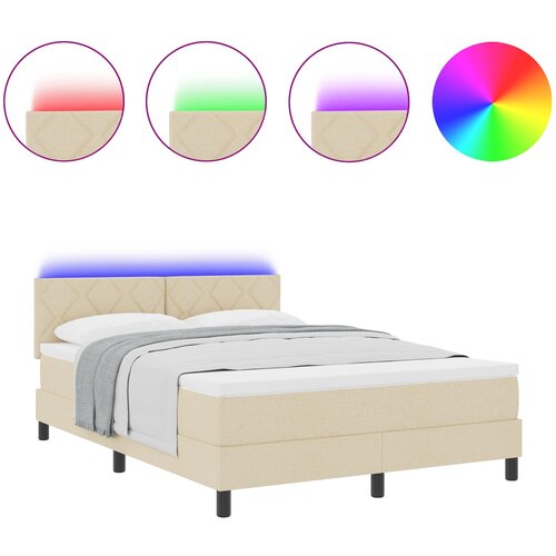 VidaXL Postelja z vzmetnico z vzmetnico krema 140 x 190 cm blago, (5000128356) Slike