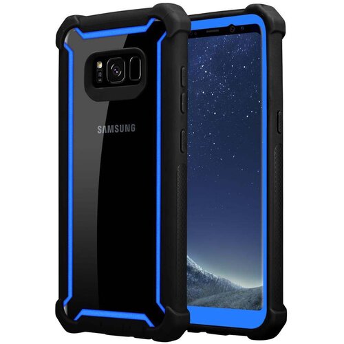  Ohi&scaron;je, združljiv s Samsungom v Blue Black-2-in-1 za&scaron;čitni pokrov s silikonskim robom TPU in akrilnim steklenim hrbtom, (20566336) Cene