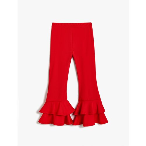 Koton Flared Leg Trousers with Ruffle Detail and Elastic Waist Slike