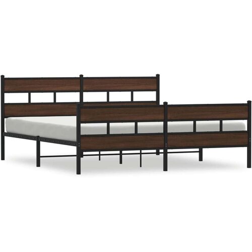 VidaXL metalni okvir kreveta bez madraca smeđa boja hrasta 180x200 cm Slike