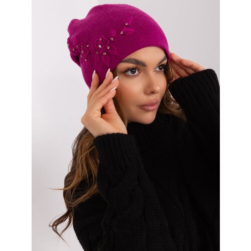 Fashion Hunters Fuchsia winter hat with embroidery Cene