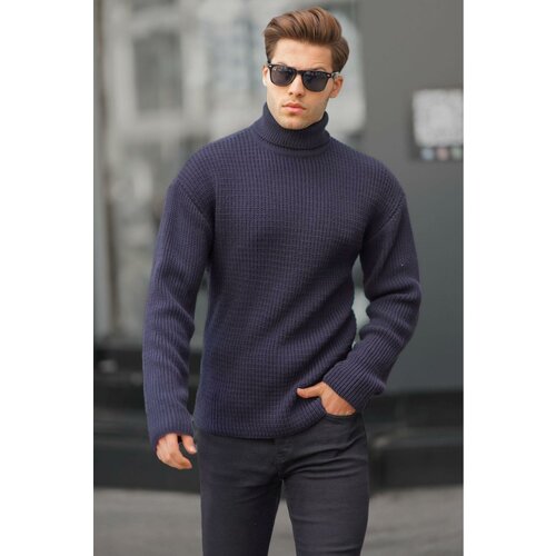 Madmext Navy Blue Turtleneck Knitted Sweater 6858 Slike