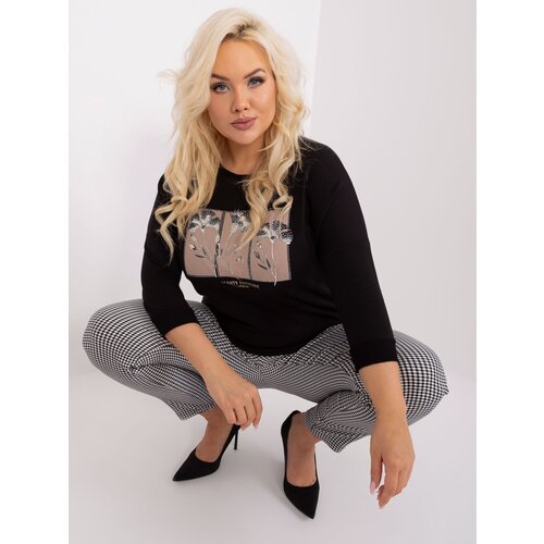 Fashion Hunters Black women&amp;#039;s plus size blouse with rhinestones Slike