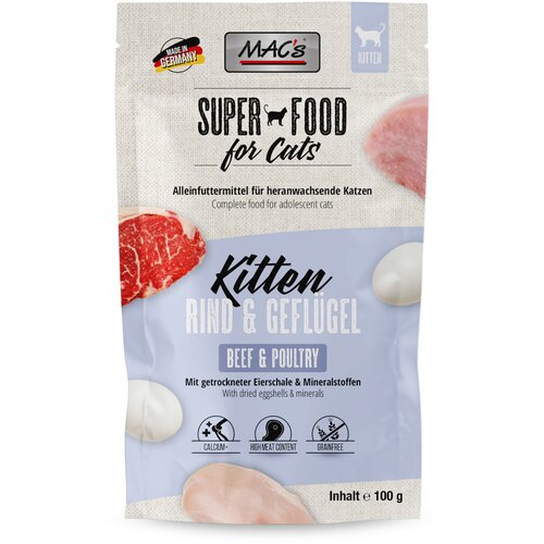 MAC&amp;#039;s Cat Pouch Kitten 12 x 100 g - Govedina i perad Slike