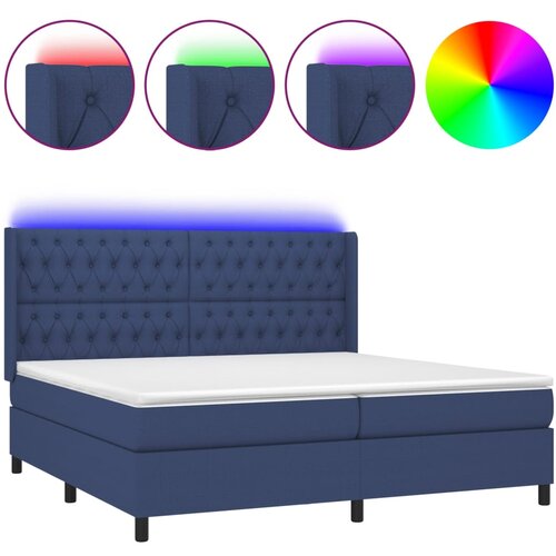 Maison Chic Box spring postelja - Vzmetna postelja z vzmetnico LED modra 200x200 cm blago SL22185, (21892422) Cene