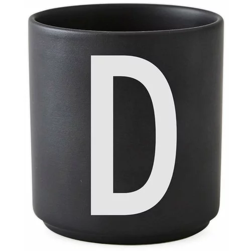 Design Letters Črna porcelanasta skodelica Alphabet D, 250 ml