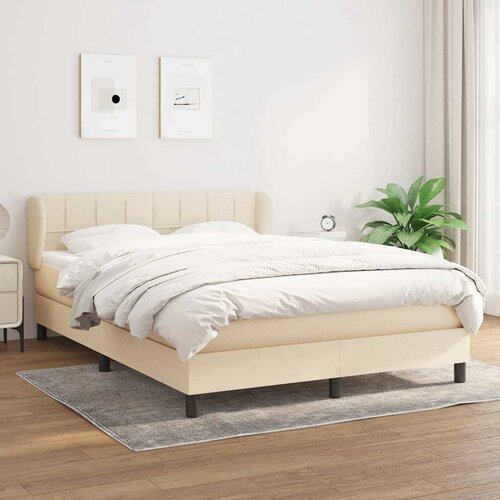  Krevet s oprugama i madracem krem 140 x 190 cm od tkanine Cijene
