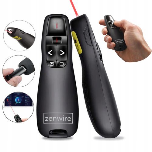 Zenwire S15 brezžični prezenter z laserskim kazalnikom in USB sprejemnikom za predstavitve, Plug & Play, rdeči laser, do 15 m, (5000197814) Cene