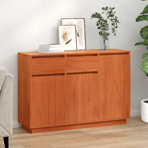 VidaXL Strani &amp;scaron;al Vo&amp;scaron;čeno rjava 110 x 34 x 75 cm Trdna borovina Slike