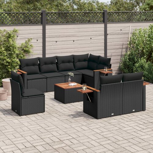  9-dijelni set vrtnih sofa s jastucima crni od poliratana Cijene