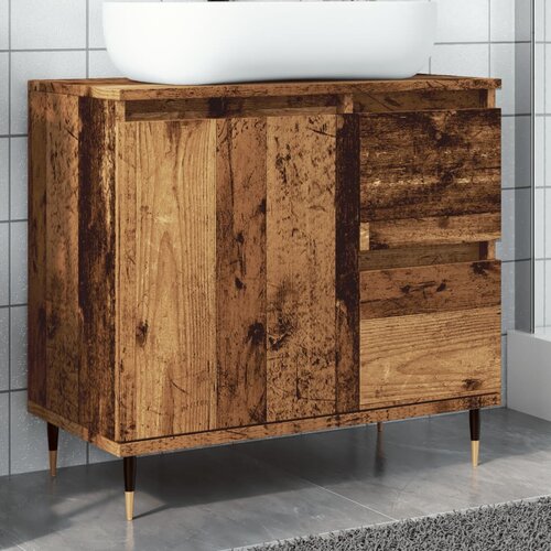 vidaXL Kopalniška omarica starinski les 65x33x60 cm inženirski les Cene