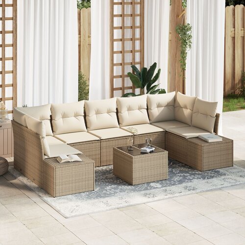 VidaXL set od 8 vrtnih sofa s jastucima bež poli ratan Slike