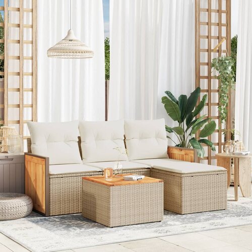  5-dijelni vrtni set sofa s jastucima bež od poliratana 59 x 62 x 69 cm Cene