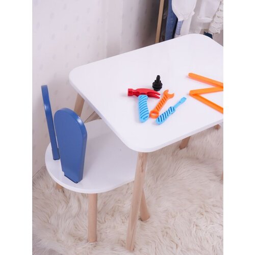 Hanah home Bunny One Chair Set - Blue, White Blue White Kid's Table Set Cene
