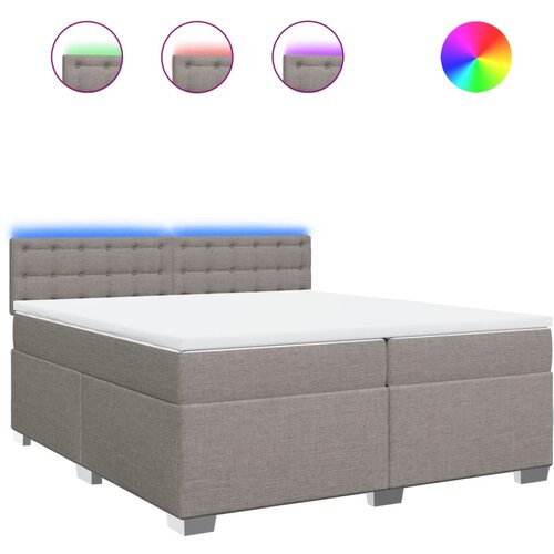 VidaXL Krevet s oprugama i madracem smeđesivi 200x200 cm od tkanine Slike