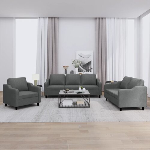vidaXL 3-dijelni set sofa s jastucima tamnosivi od tkanine Cijene