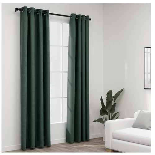  Zatemnitvene zavese z obročki 2 kosa zelene 140x225 cm