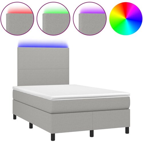 vidaXL Box spring postelja z vzmetnico LED sv. siva 120x190 cm blago, (21111979) Cene