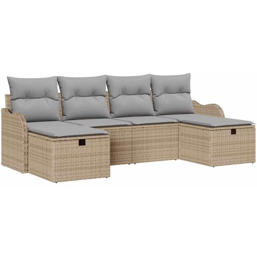 vidaXL Kavčna garnitura z blazino 6 pcs Bež in svetlo siva poli ratan, (5000138356) Cene