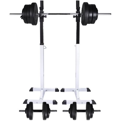 VidaXL Stalak za čučnjeve sa setom dvoručnih/jednoručnih utega 60,5 kg Slike