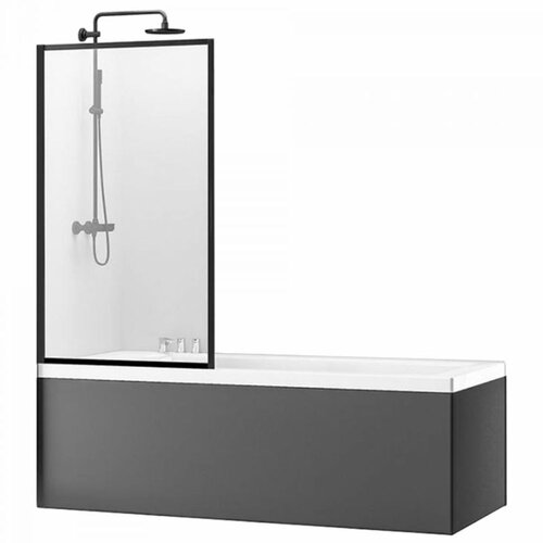 REA Bath REA-K7390 - Staklena pregrada za kadu LAGOS 140x80 cm crna/prozirna Cene