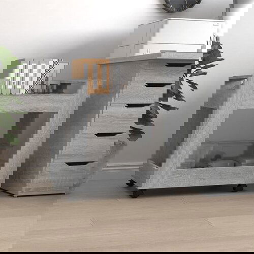 VidaXL Kolica za radni stol boja sivog hrasta 60 x 45 x 60 cm drvena Slike