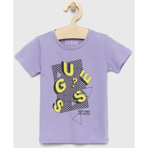 Guess Otroška bombažna kratka majica vijolična barva