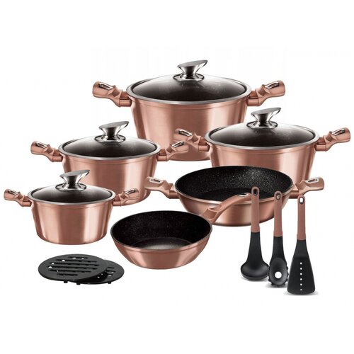 Shumee set lončkov z granitno oblogo 15 element. zilner rosegold ZL-8517, (21385237) Slike