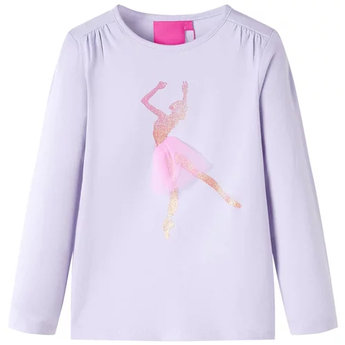 vidaXL Otroška majica z dolgimi rokavi potisk balerine svetlo vijolična 92