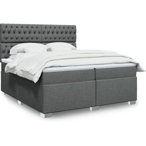 VidaXL Box spring postelja z vzmetnico temno siva 200x200 cm blago Slike