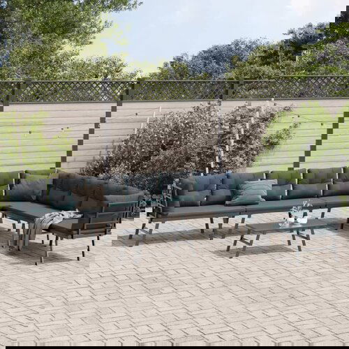 vidaXL 5-dijelni set vrtnih klupa s jastucima crni čelični Cijene