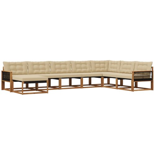 vidaXL Zunanja garnitura za sedenje z blazino 8 pcs Naravna in bež, (5000272871) Cene