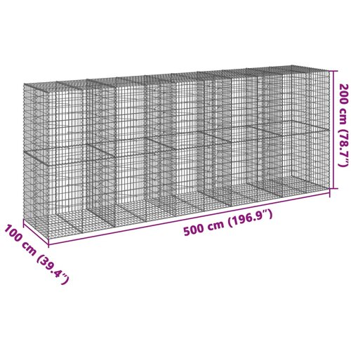  Gabionska ko&amp;scaron;ara s poklopcem 500x100x200 cm pocinčano željezo Slike