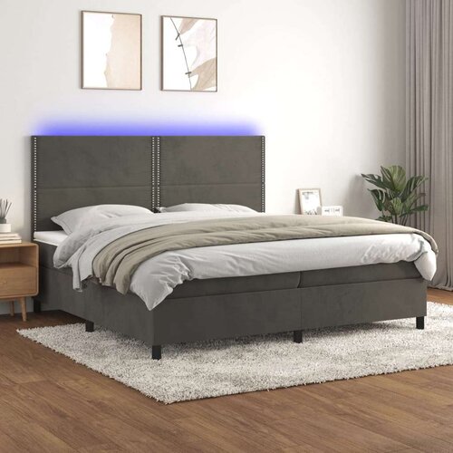  Box spring s madracem LED tamnosivi 200x200 cm bar&amp;scaron;un Slike