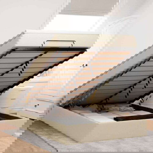 vidaXL Otomanski okvir kreveta s madraca krem 120x200cm od tkanine Cene