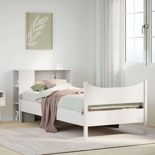  Posteljni okvir brez vzmetnice bel 75x190 cm trdna borovina Cene