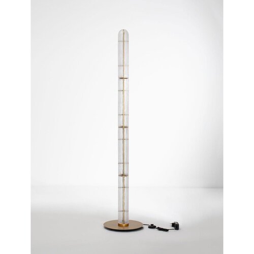 Nova Luce Medeninasta kovinska LED stoječa svetilka s steklenim senčilom (vi&amp;scaron;ina 165,5 cm) Gloree &amp;ndash; Slike