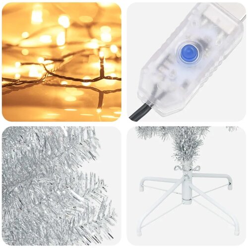  Umjetno vitko božićno drvce 180 cm 300 LED lampica Topla bijela - 180 cm s LED svjetlima Slike