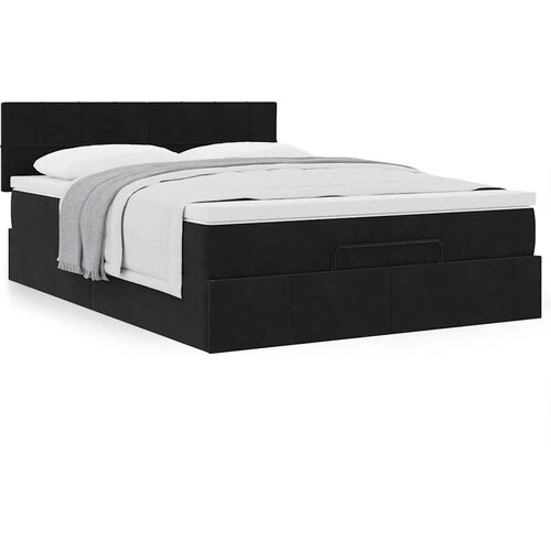 VidaXL Otomanski krevet s madracem crni 140x190cm bar&amp;scaron;unasti Slike
