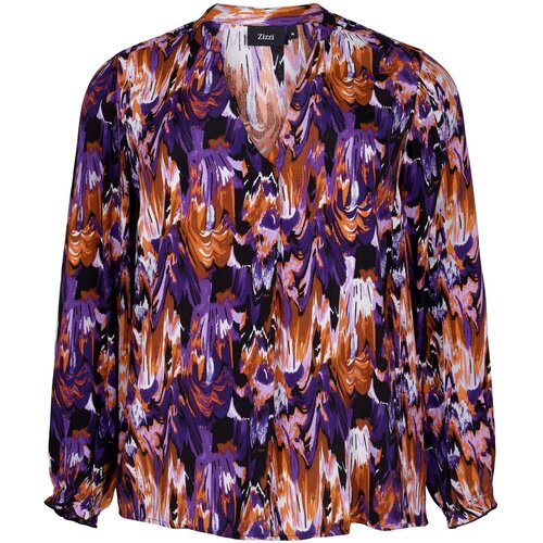 Zizzi Bluza &amp;#039;DALA&amp;#039; majnica / temno liila / črna / bela Slike
