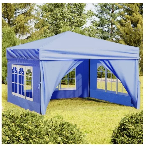  Zložljiv vrtni šotor s stranicami moder 3x3 m