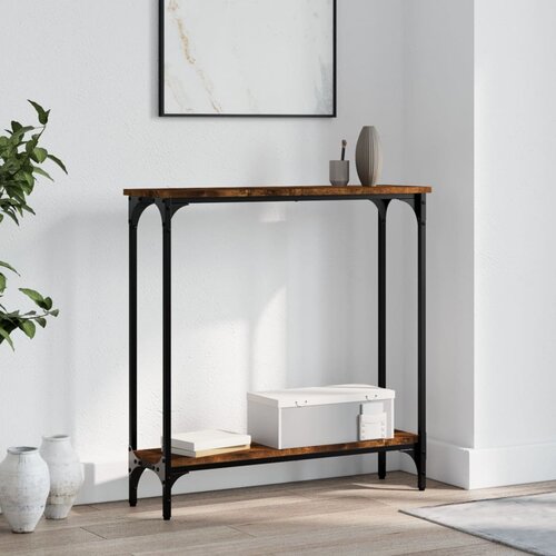 vidaXL Konzolna mizica dimljen hrast 75x22,5x75 cm inženirski les Cene