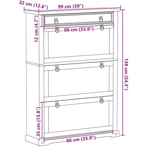  za cipele Corona 99x32x138 cm od masivne borovine Slike
