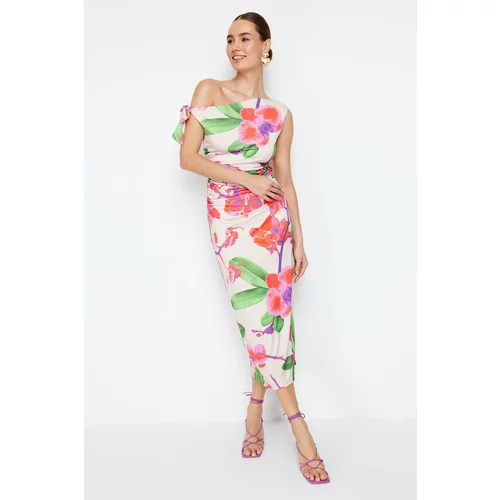 Trendyol Limited Edition Multi Color Floral Print Knitted Stretch Dress