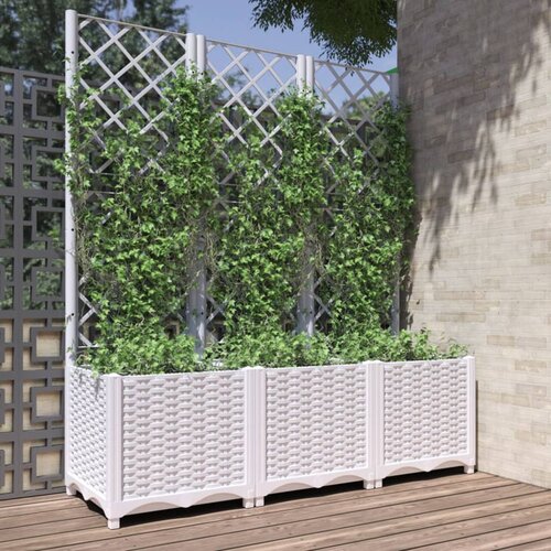 vidaXL Vrtna sadilica s rešetkom bijela 120 x 40 x 136 cm PP Cijene
