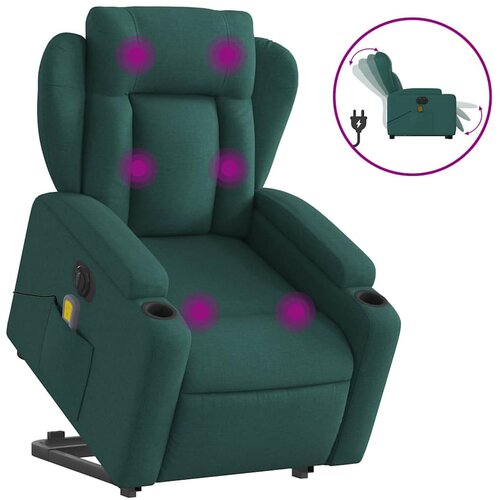 Maison Chic Električni masažni naslanjač - Relax naslanjač s funkcijo vstajanja temno zelen, (22061259) Cene