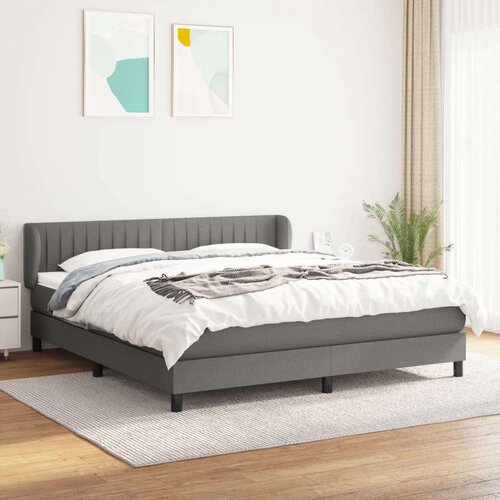  Box spring postelja z vzmetnico temno siva 180x200 cm blago, (20846808) Slike